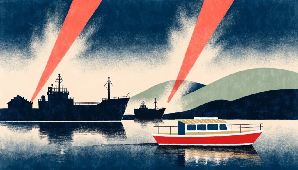 Oslo havn om natten på 1940-tallet