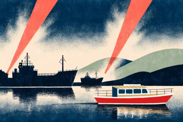 Oslo havn om natten på 1940-tallet