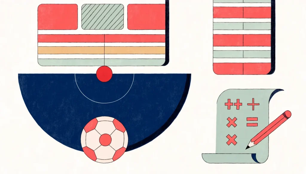 Fotball og et notatark med utregninger