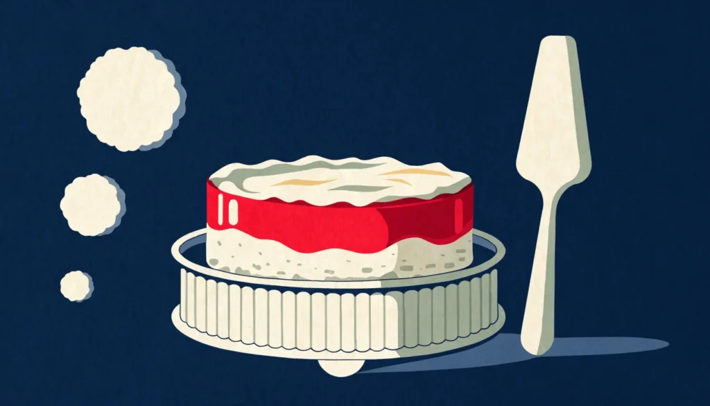 Ostekake med rødt gelélokk